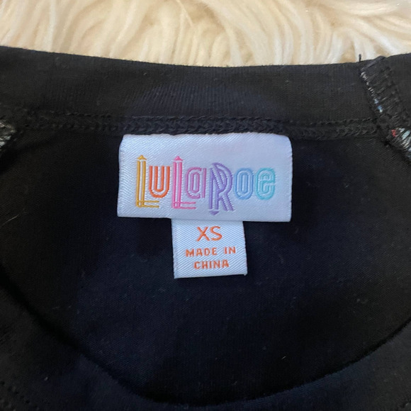 LaLaRoe Randy Women's Raglan Baseball Tee Black Geometric Women's Size XS 2-4 - Picture 5 of 8